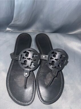 Tory Burch Black Miller Logo Sandals